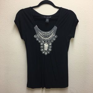 WILLI SMITH Size Small Black Soft Stretch Raglan Cap Short Sleeve Top NWOT